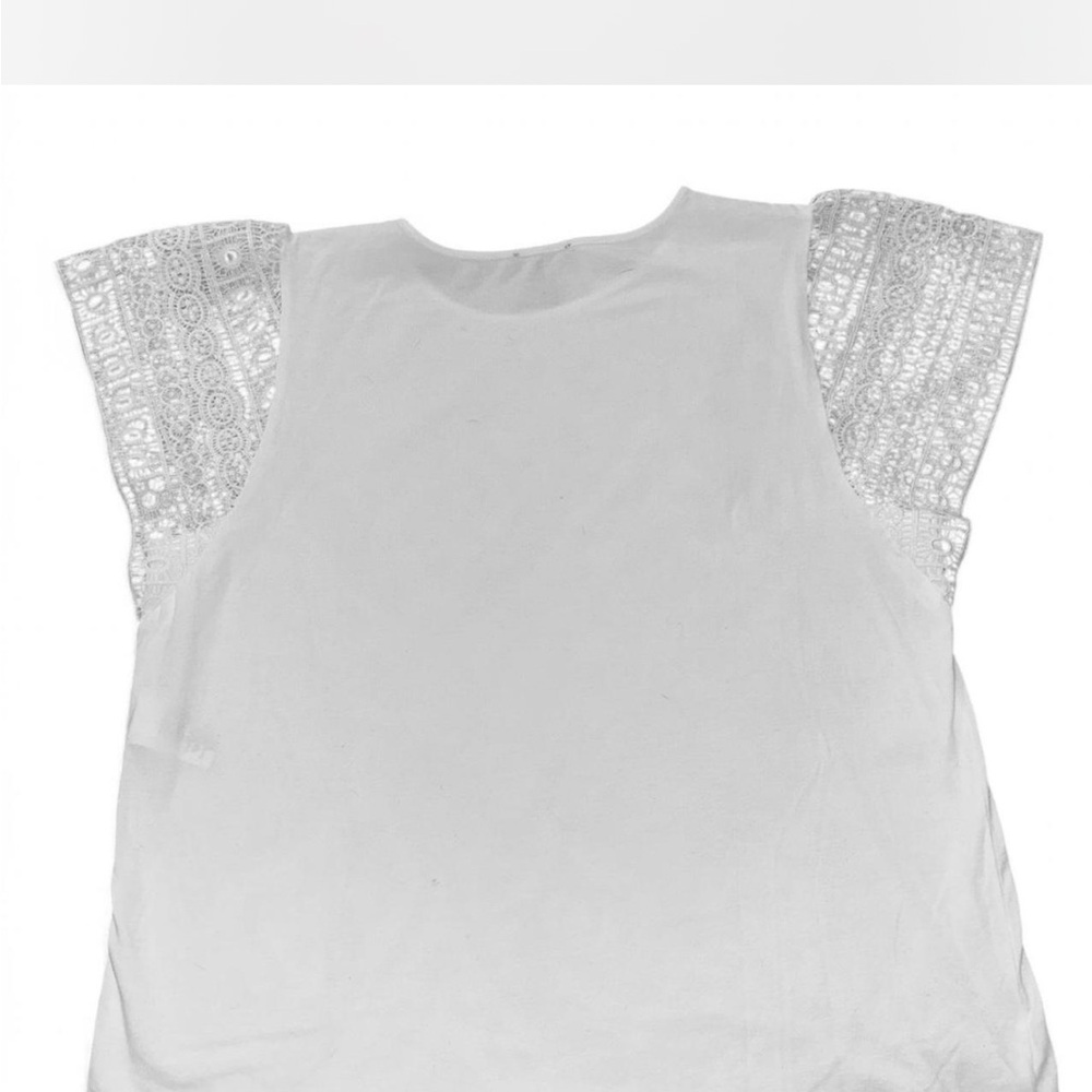 Jones New York White Blouse with Lace Sleeves